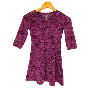 Wonder Nation M 7-8 Dress Pullover Knit Purple Geometric Symbol 3/4 Sleeve Play